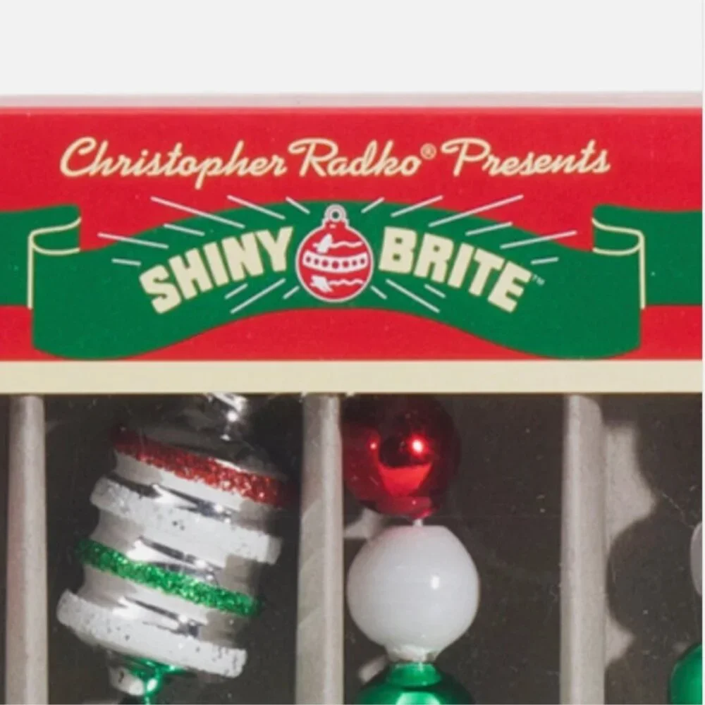 x4 Radko Shiny Brite Glass Christmas Tree Garland Lantern Red Green White 7/28ft